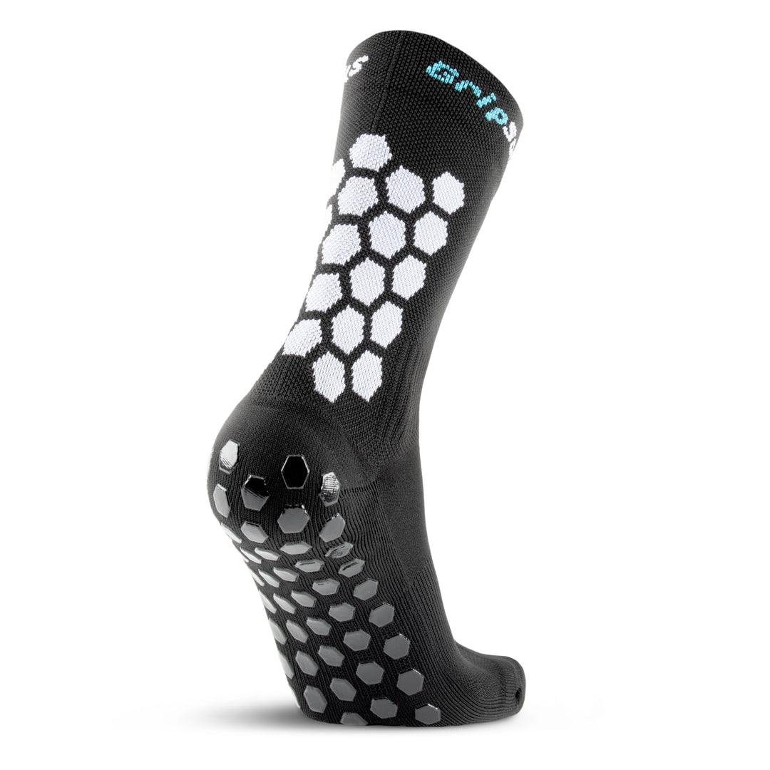 Athletic Socks With Grips - Crew Height - Black Mid-calf Crew height