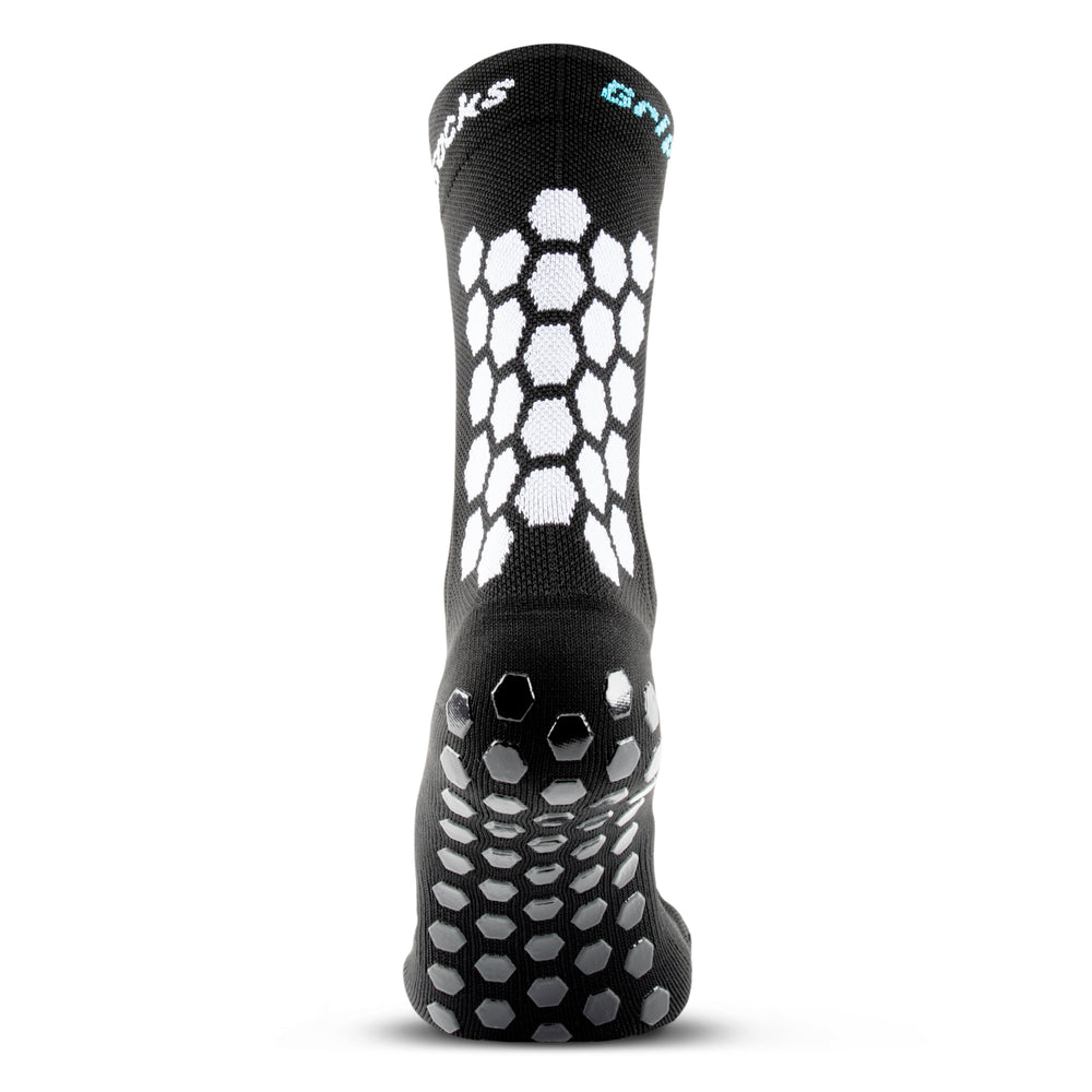 Athletic Socks With Grips - Crew Height - Black Comfortable Support