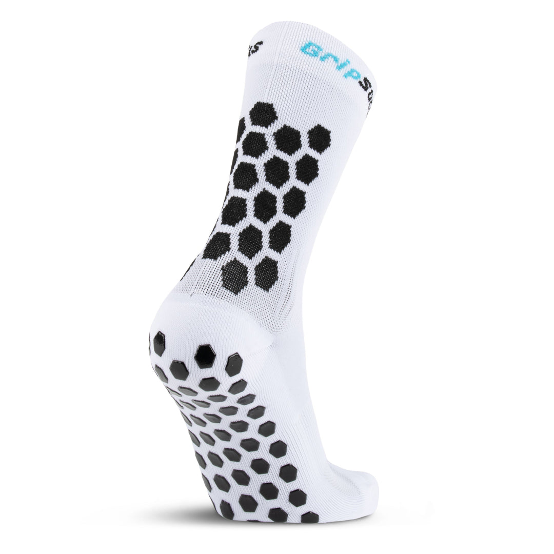 GripSocks for Soccer - Crew Height - White Mid-calf Crew height