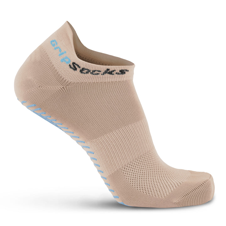 Athletic Socks with Grips - Ankle Sock - Beige Improved Traction & Stability 