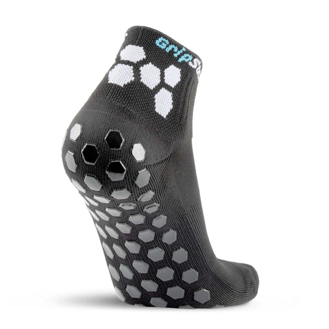 GripSocks for Pickleball - 1/4 Crew Height - Black Non Slip