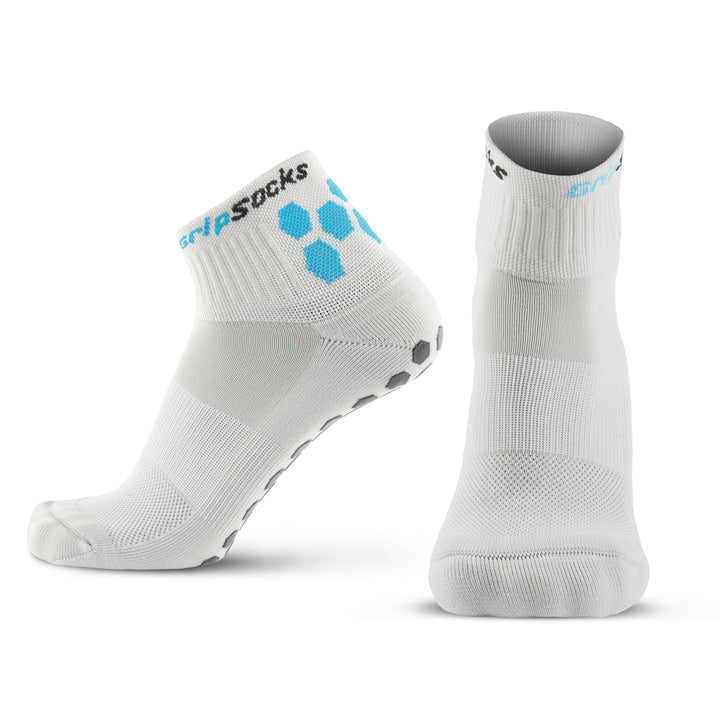 Athletic Socks with Grips - 1/4 Crew - Gray Strong Arch Support