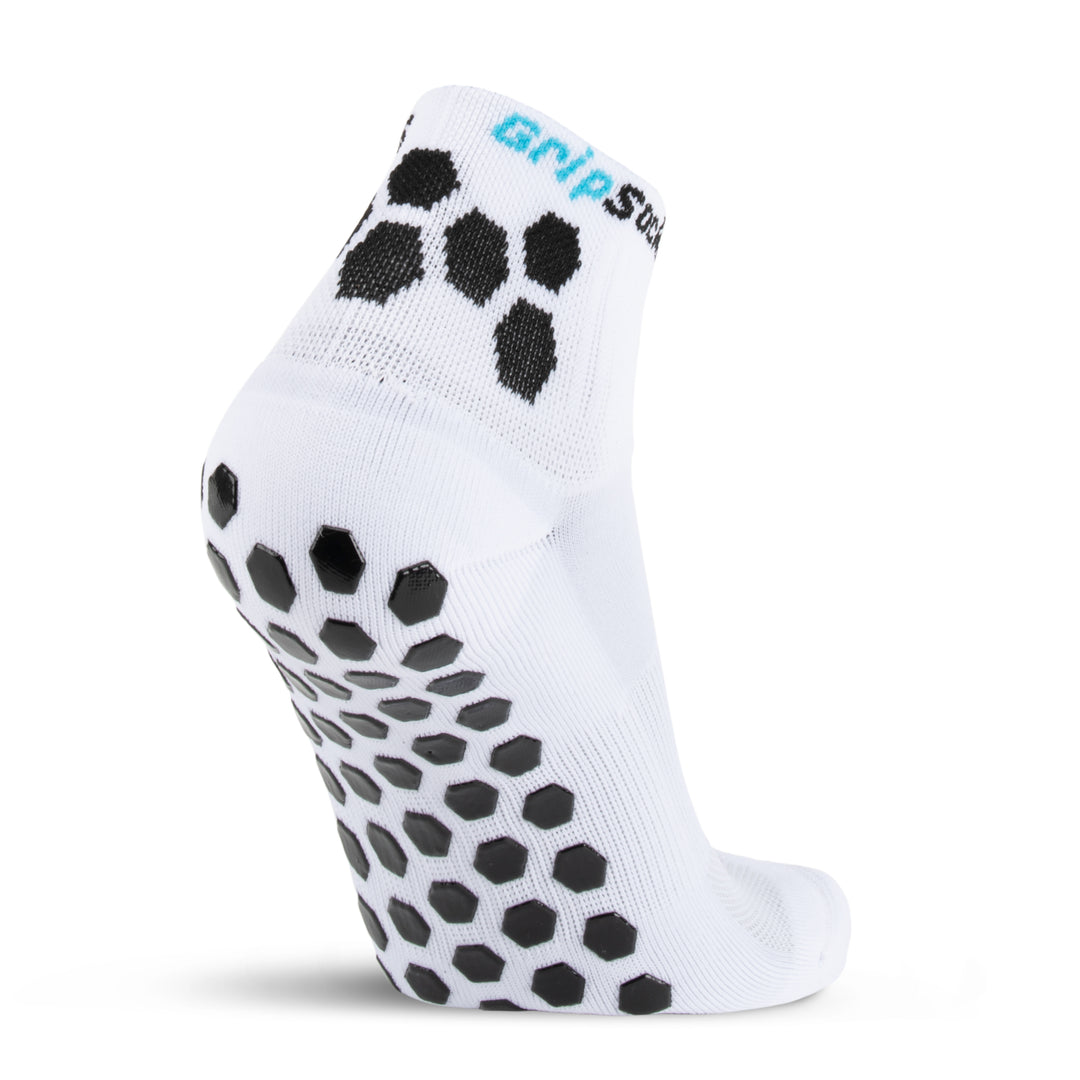 GripSocks for Pickleball - 1/4 Crew Height - White Non Slip