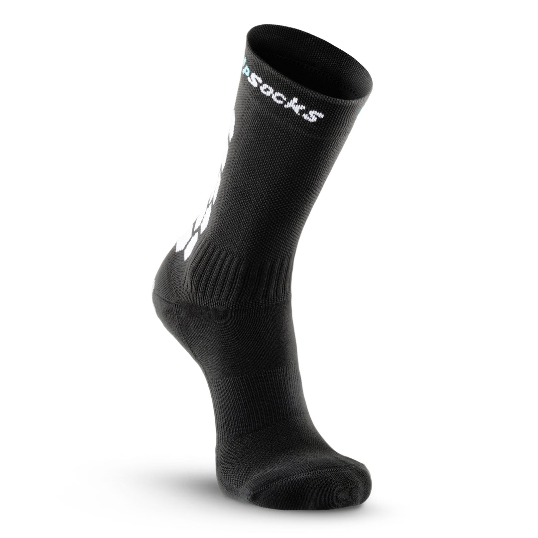 Athletic Socks With Grips - Crew Height - Black Helps Prevents Blisters