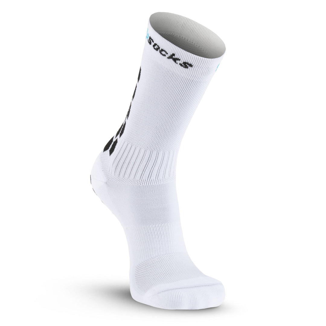 Athletic Socks With Grips - Crew Height - White Reduced Friction