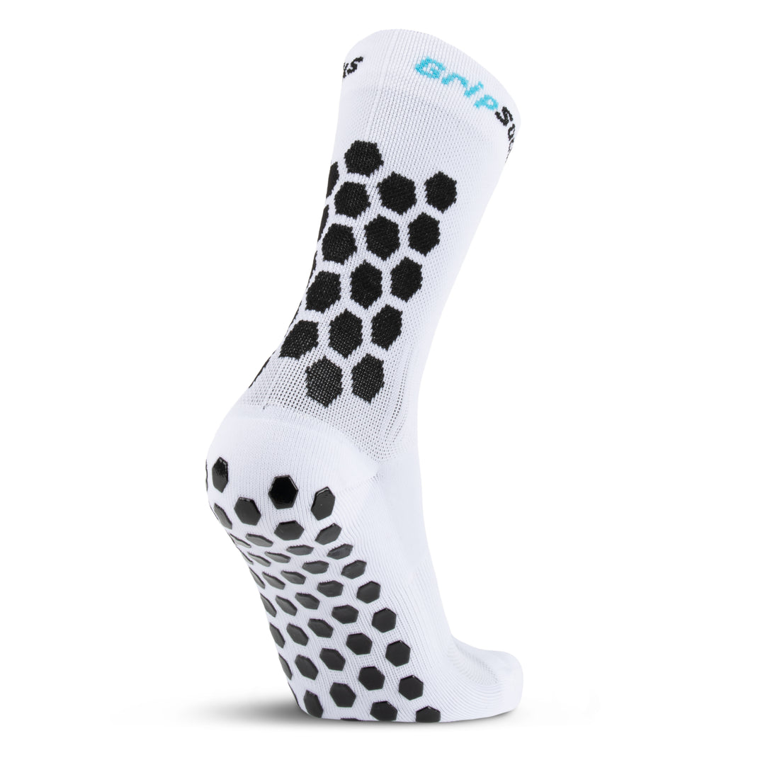 GripSocks for Basketball - Crew Height - White Mid-calf Crew height