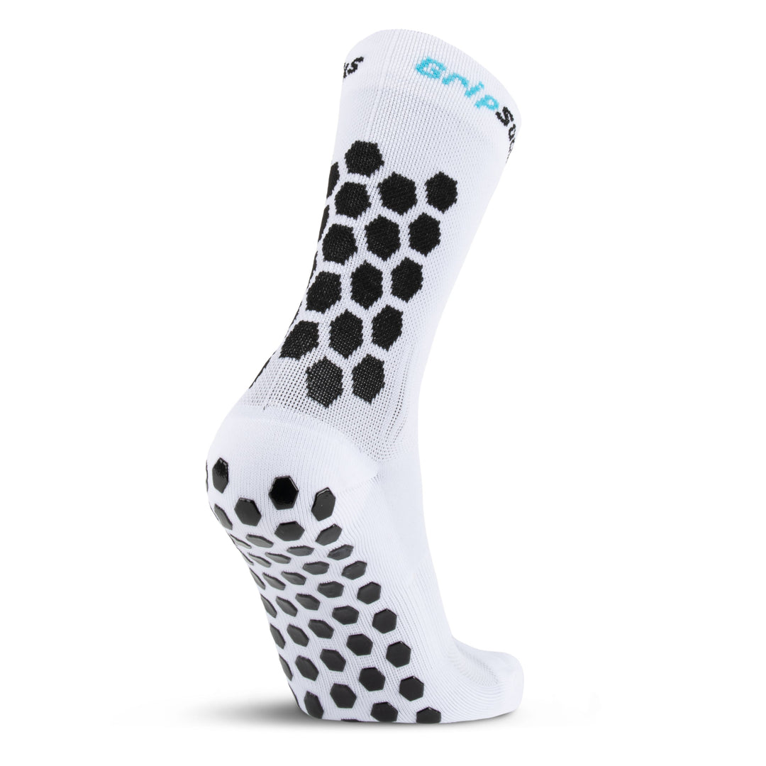 Athletic Socks With Grips - Crew Height - White Mid-calf Crew height
