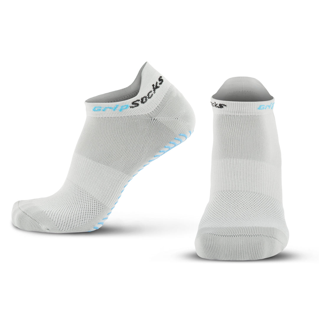 Athletic Socks with Grips - Ankle Sock - Gray Non Slip Grip