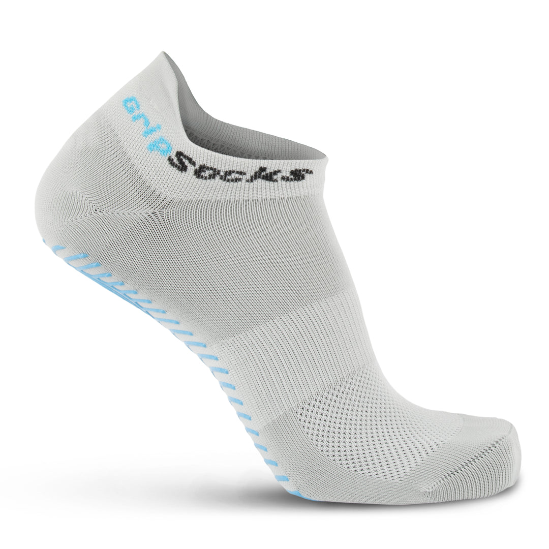 Athletic Socks with Grips - Ankle Sock - Gray Improved Traction & Stability 