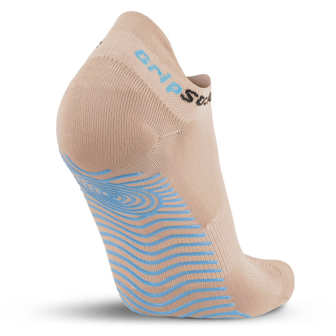 Athletic Socks with Grips - Ankle Sock - Beige No Show Under Ankle