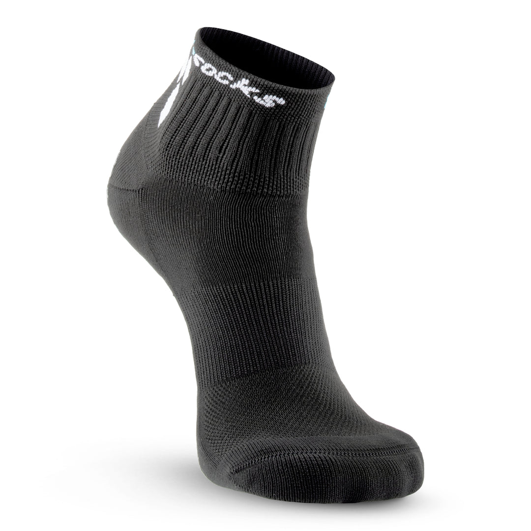 GripSocks for Tennis - 1/4 Crew Height - Black Soft Cushioned