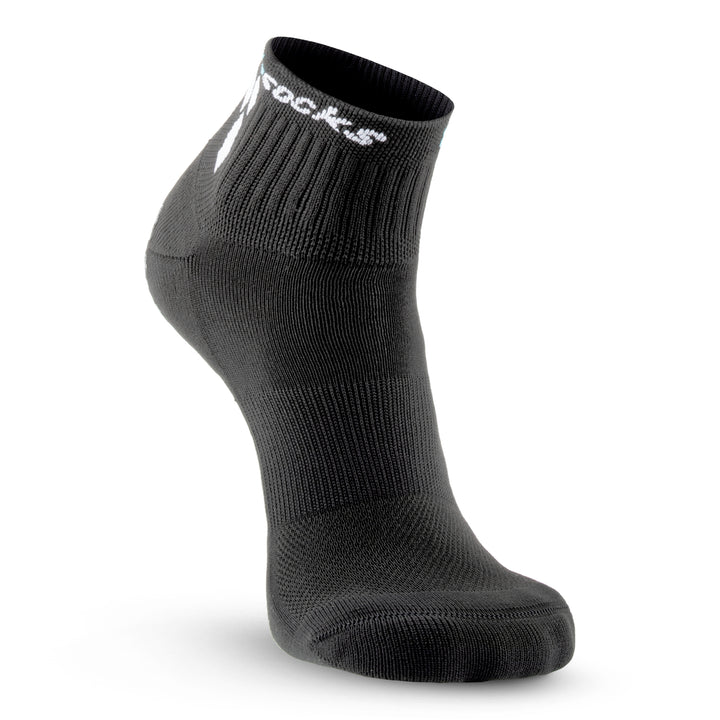 GripSocks for Pickleball - 1/4 Crew Height - Black Strong Arch Support