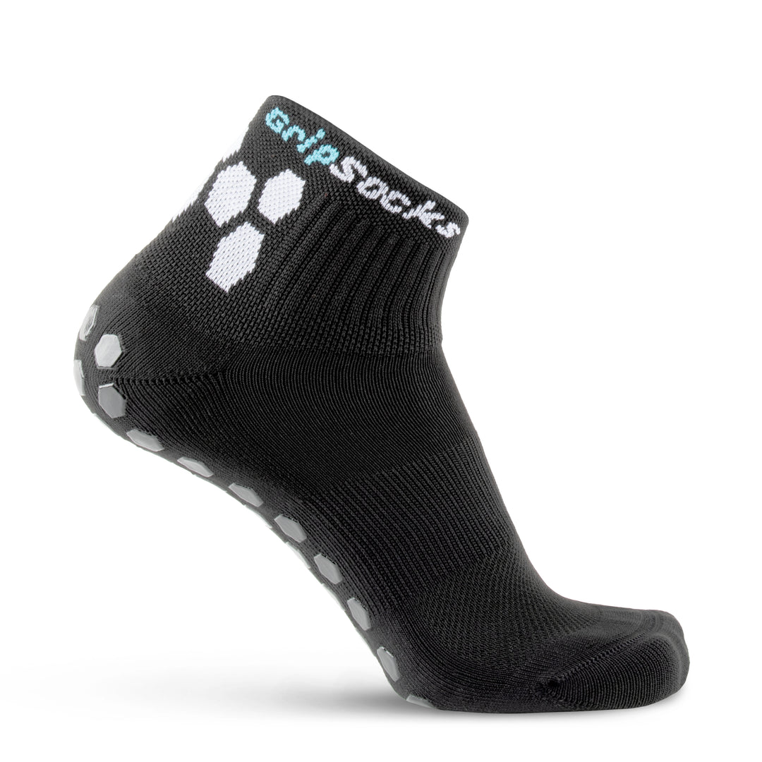 GripSocks for Golf - 1/4 Crew Height - Black Over the Ankle