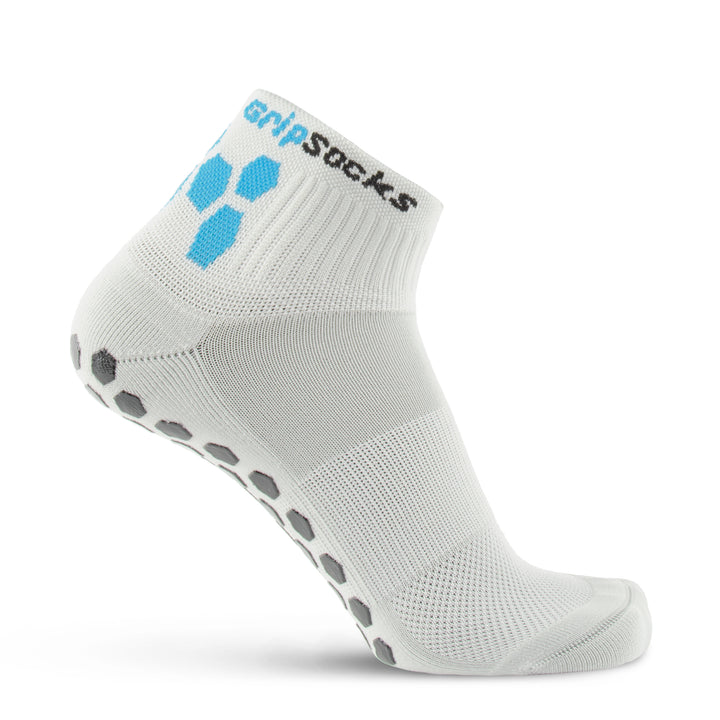 Athletic Socks with Grips - 1/4 Crew - Gray Over the Ankle