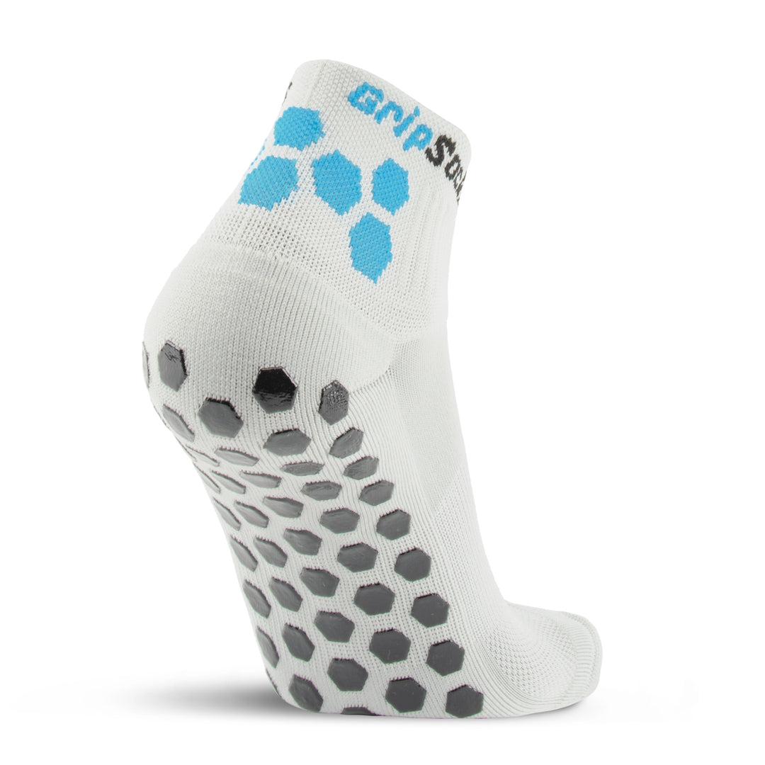 Athletic Socks with Grips - 1/4 Crew - Gray Non Slip