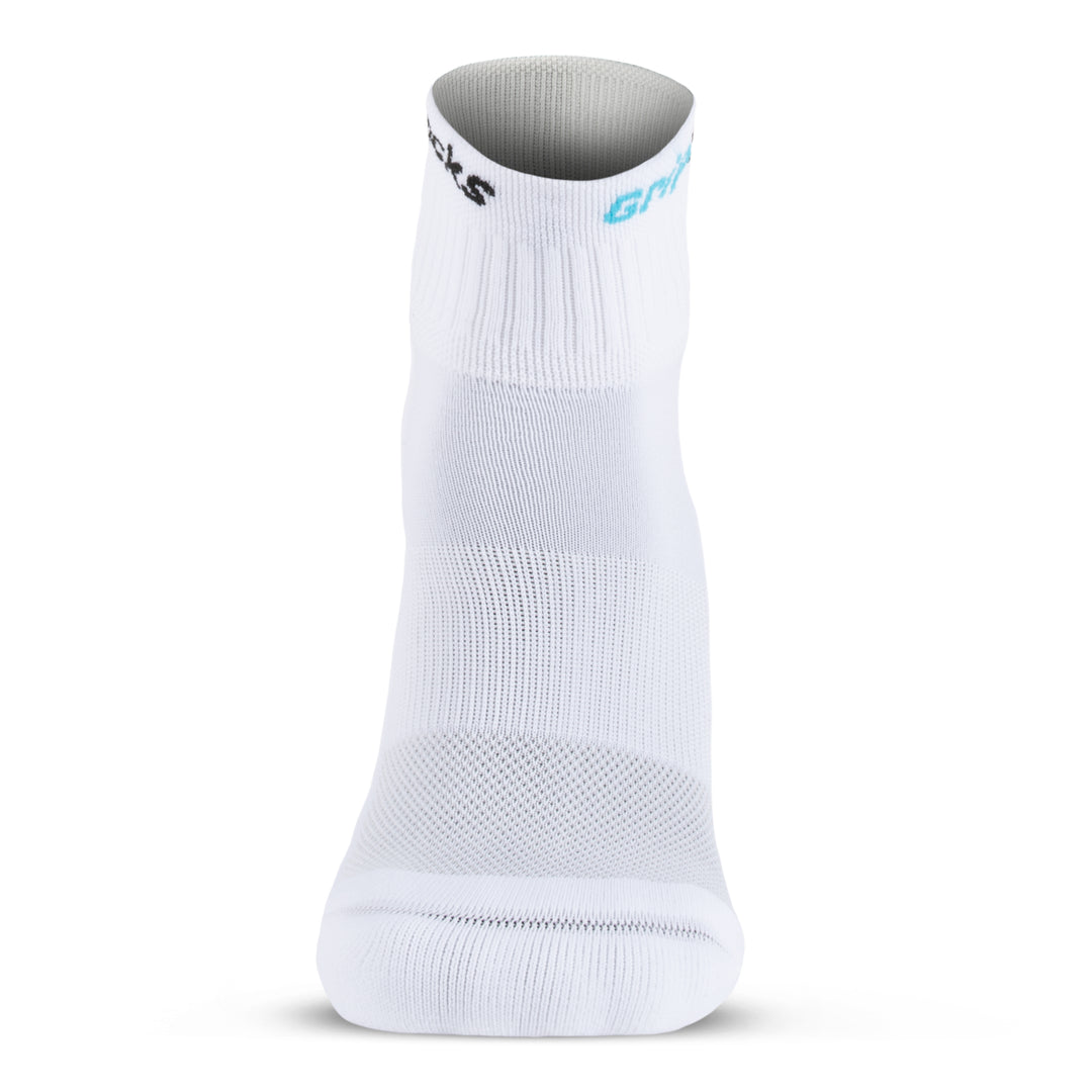 GripSocks for Tennis - 1/4 Crew Height - White Reduced Friction
