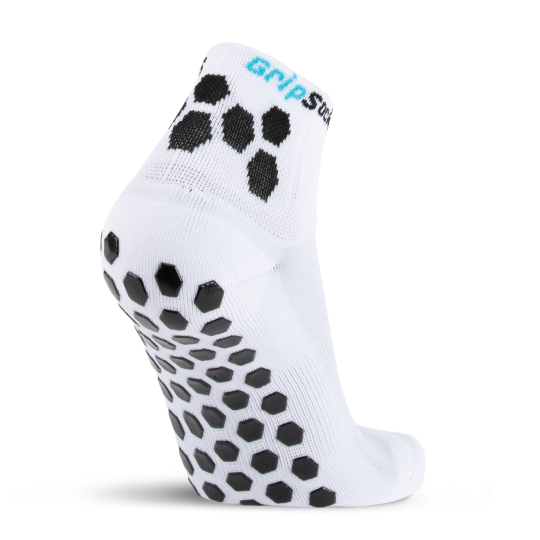 Athletic Socks with Grips - 1/4 Crew - White Non Slip